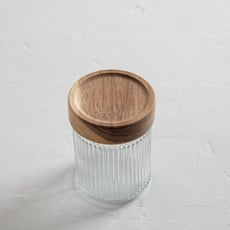 צנצנת פסים מכסה עץ