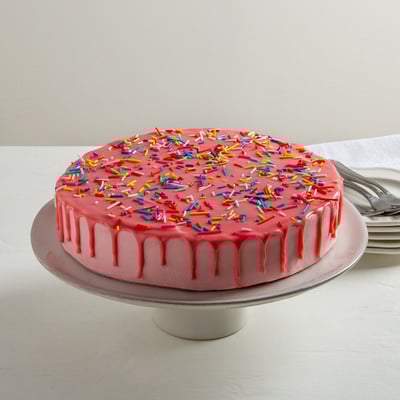 עוגת יום הולדת ורודה סוכריות גדולה