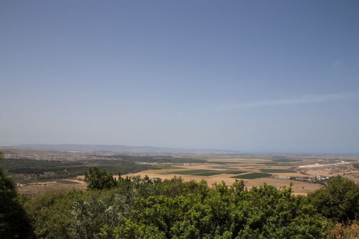 על מדרון גלילי זהוב מגל החום האחרון, פונה לעמק ולים. מושב גילון